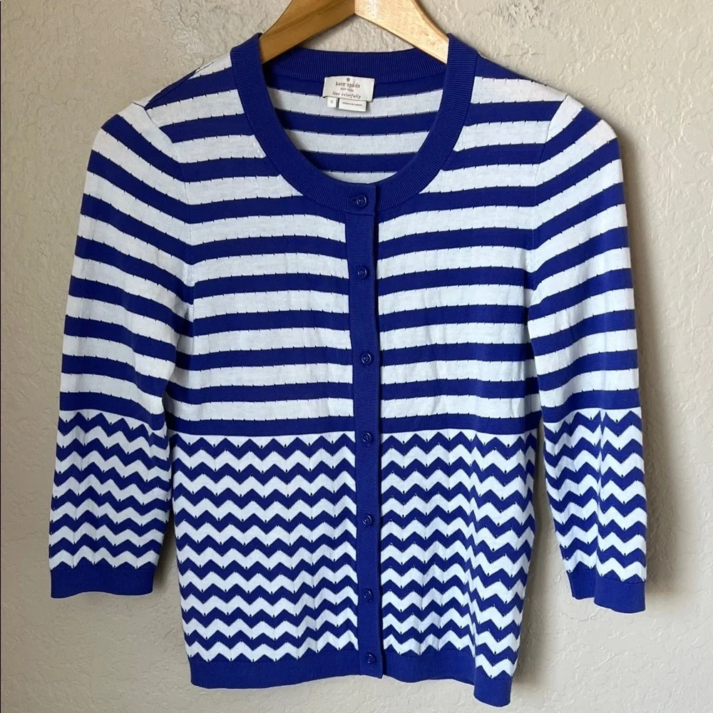 Kate spade blue and white striped cotton cardigan